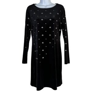 Cynthia Steffe Black Velvet Studded Sheath Dress Size Medium Cocktails Classy‎